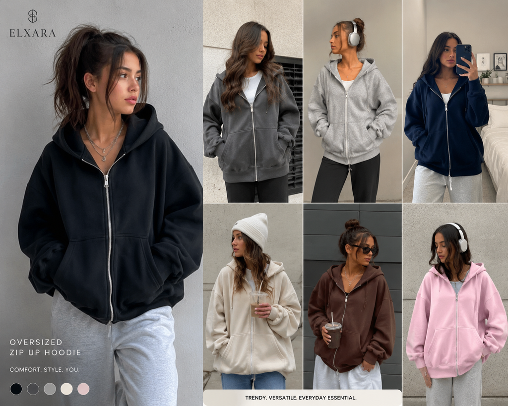 ELXARA Premium Oversized Zip-Up Hoodie