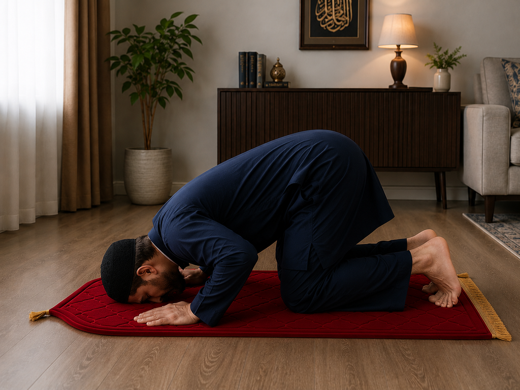 Elxara Premium Muslim Prayer Rug – Foldable Travel Set with Tasbih & Carry Pouch