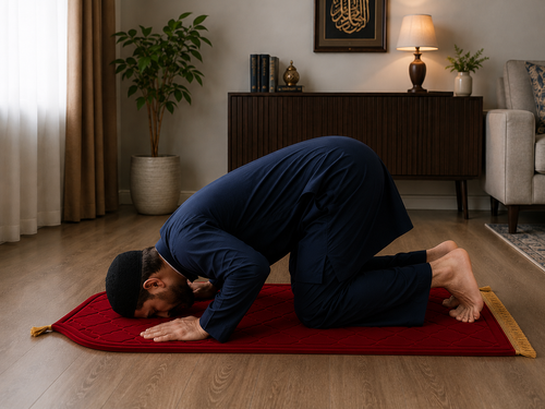 Elxara Premium Muslim Prayer Rug – Foldable Travel Set with Tasbih & Carry Pouch