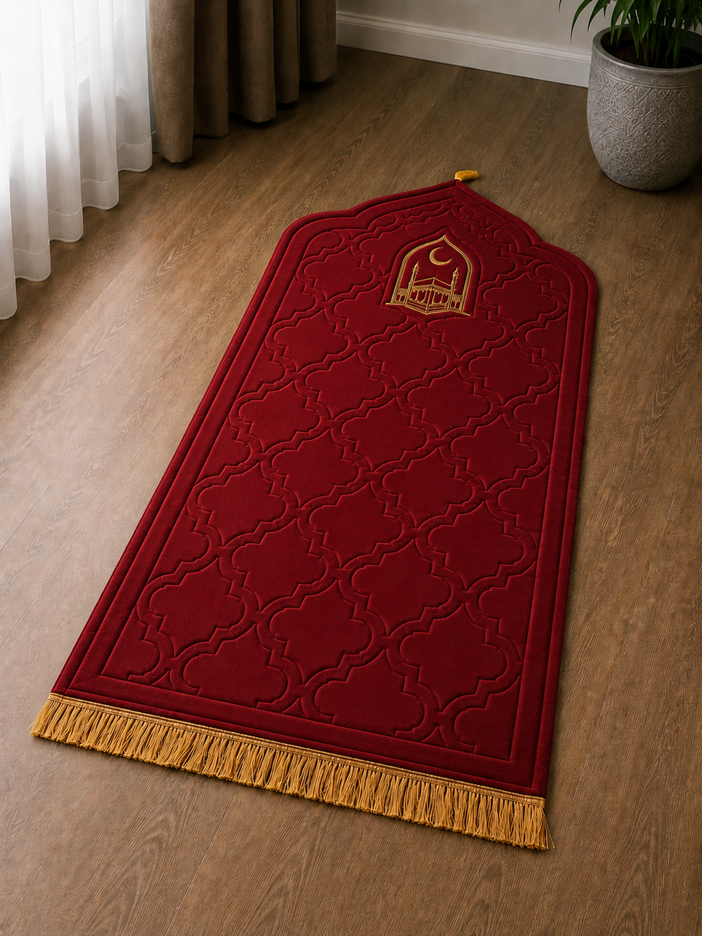 Elxara Premium Muslim Prayer Rug – Foldable Travel Set with Tasbih & Carry Pouch