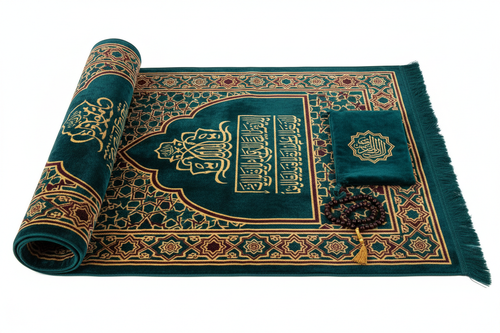 Elxara Premium Muslim Prayer Rug with Tasbih and Carry Pouch